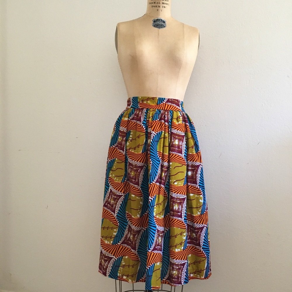 NEW African wax cloth twirl skirt - M/L
